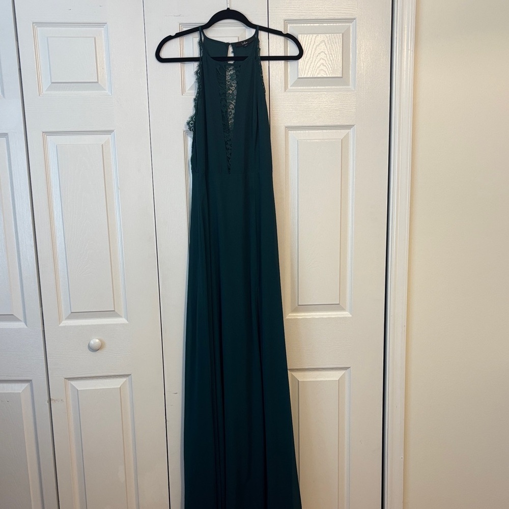 Lulu's Dark Green Lace Maxi Dress